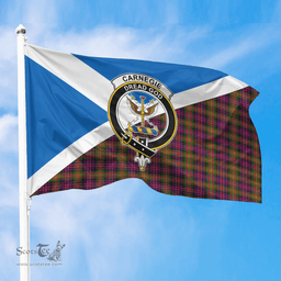 Scottish Carnegie Modern Crest and Scotland Flag Scottish Tartan Flag