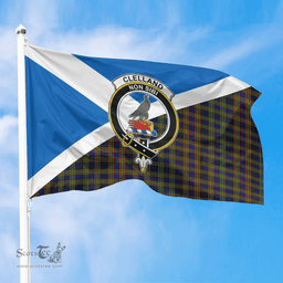 Scottish Clelland Modern Crest and Scotland Flag Scottish Tartan Flag