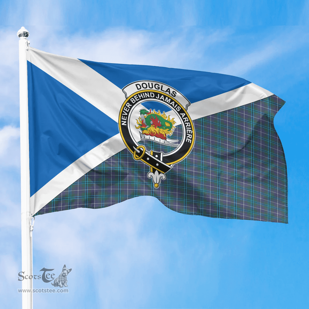 Scottish Douglas Modern Crest and Scotland Flag Scottish Tartan Flag