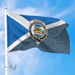 Scottish Douglas Modern Crest and Scotland Flag Scottish Tartan Flag
