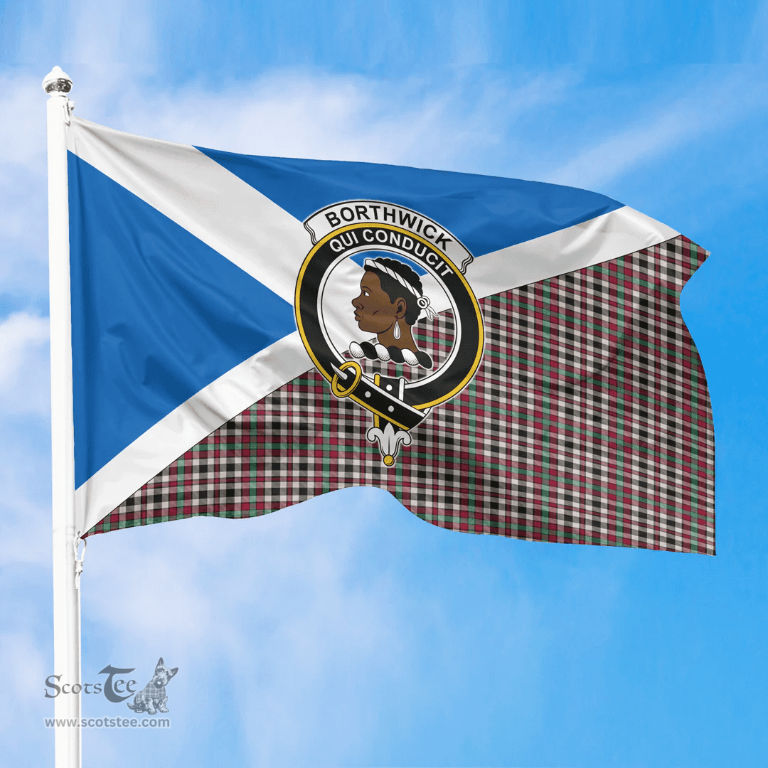 Scottish Borthwick Dress Ancient Crest and Scotland Flag Scottish Tartan Flag
