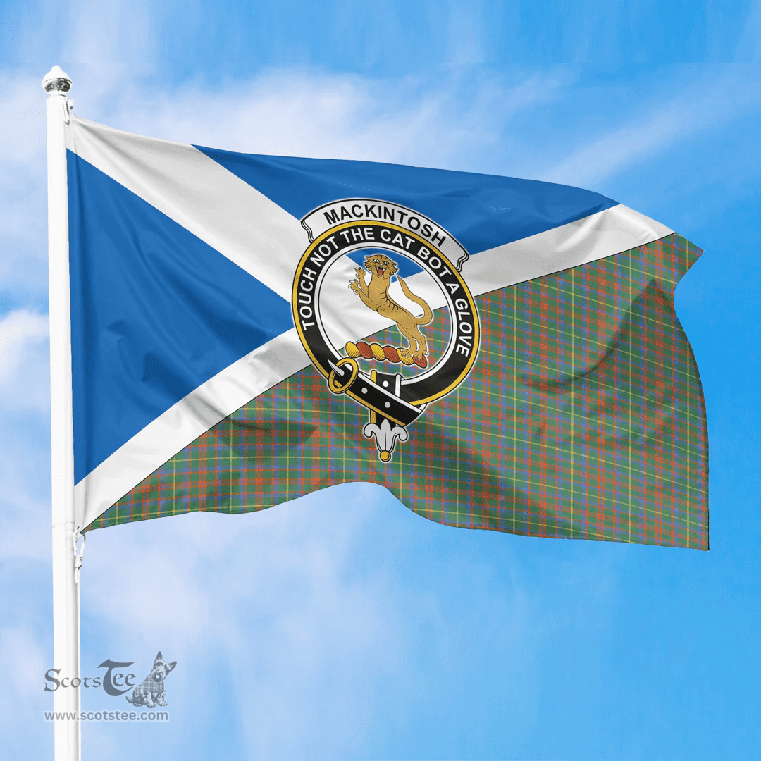 Scottish MacKintosh Hunting Ancient Crest and Scotland Flag Scottish Tartan Flag