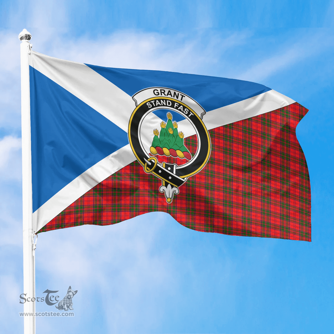 Scottish Grant Modern Crest and Scotland Flag Scottish Tartan Flag