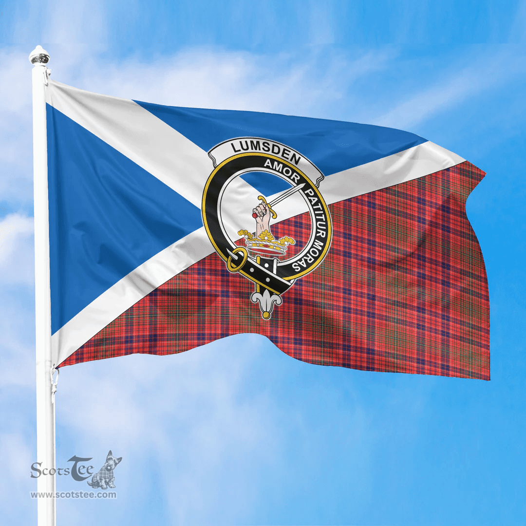 Scottish Lumsden Modern Crest and Scotland Flag Scottish Tartan Flag