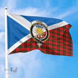 Scottish Kerr Modern Crest and Scotland Flag Scottish Tartan Flag