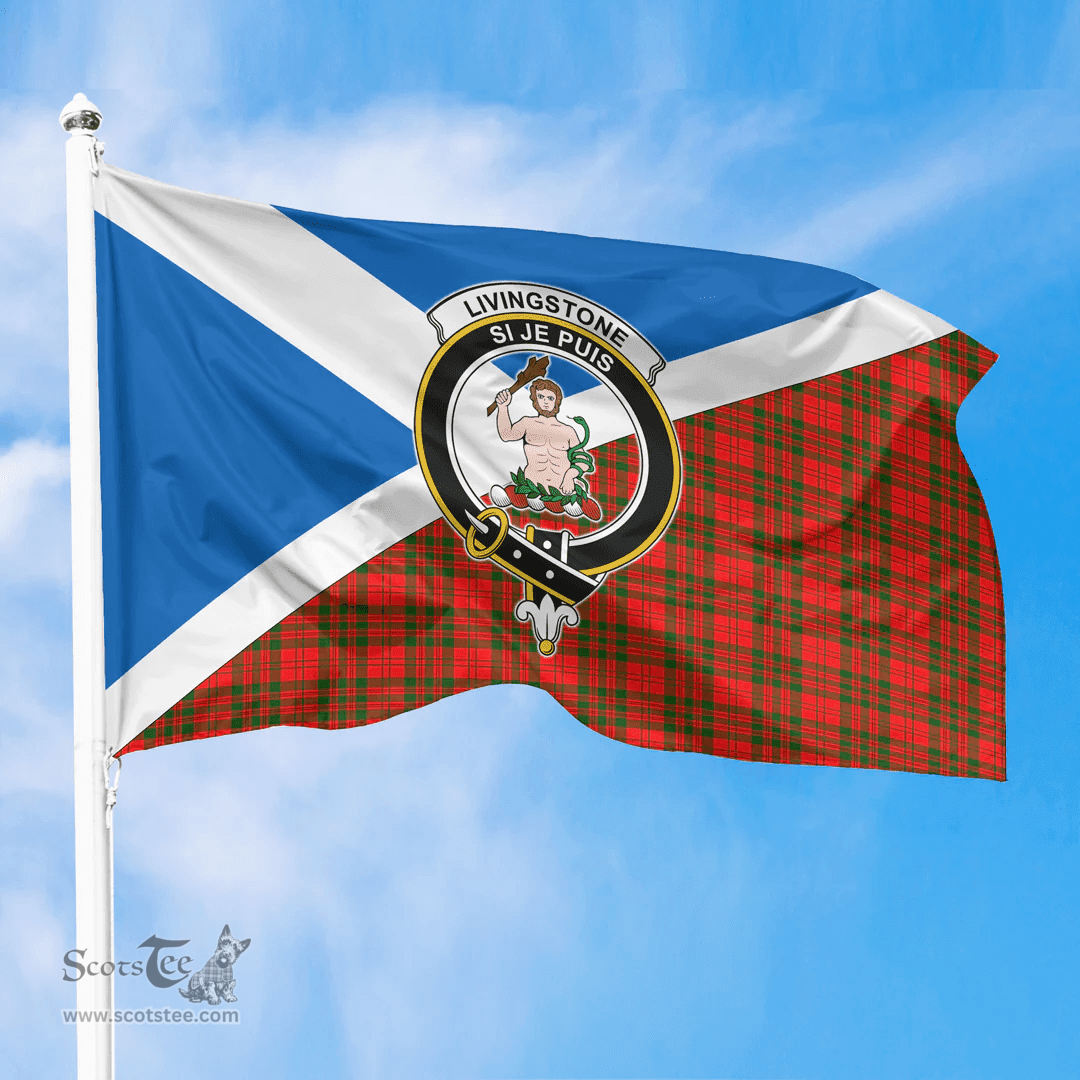 Scottish Livingstone Modern Crest and Scotland Flag Scottish Tartan Flag