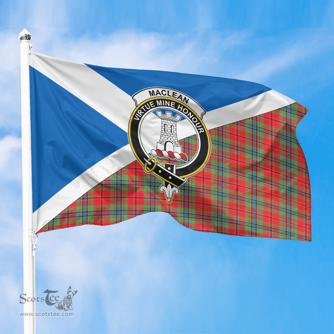 Scottish MacLean of Duart Modern Crest and Scotland Flag Scottish Tartan Flag