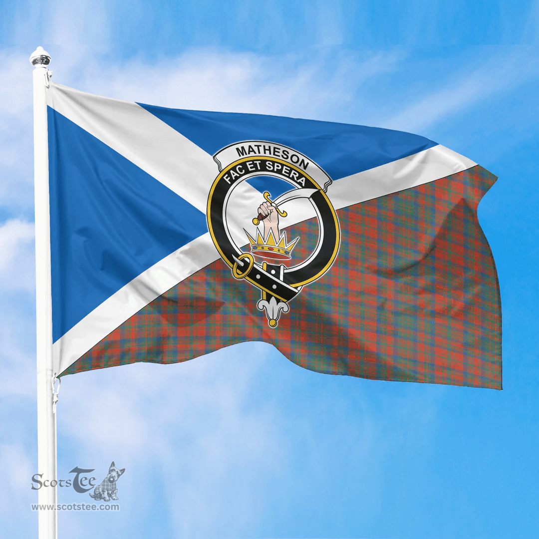 Scottish Matheson Ancient Crest and Scotland Flag Scottish Tartan Flag