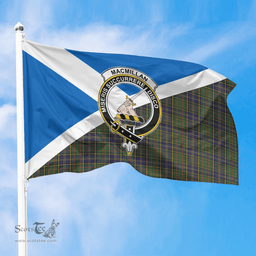Scottish MacMillan Hunting Modern Crest and Scotland Flag Scottish Tartan Flag
