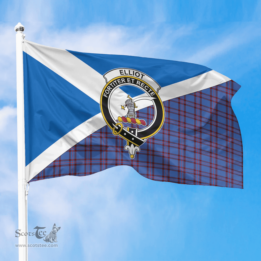 Scottish Elliot Modern Crest and Scotland Flag Scottish Tartan Flag
