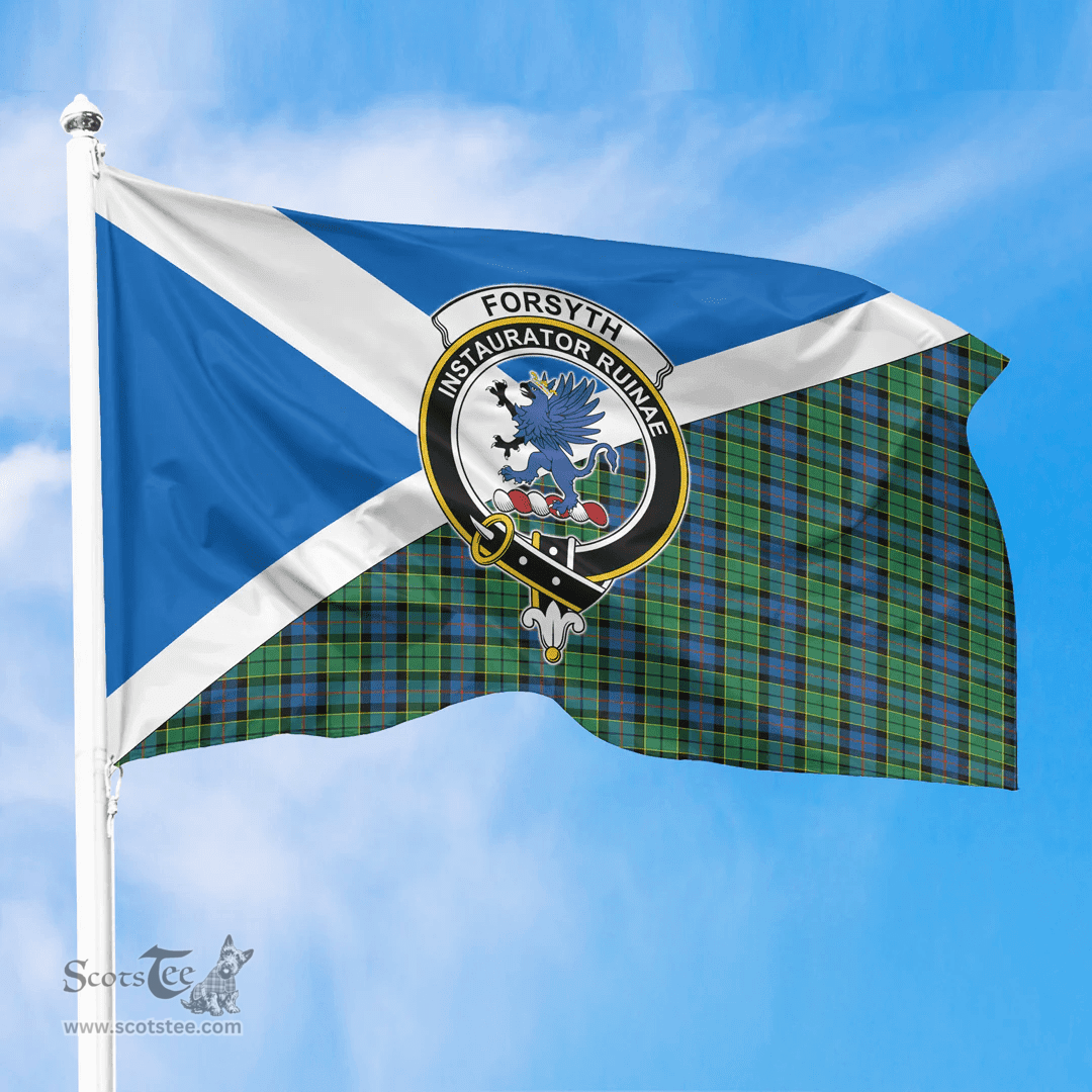 Scottish Forsyth Ancient Crest and Scotland Flag Scottish Tartan Flag
