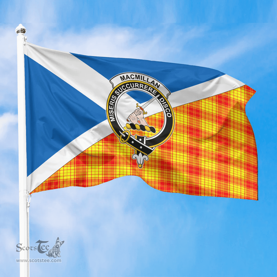 Scottish MacMillan Clan Crest and Scotland Flag Scottish Tartan Flag