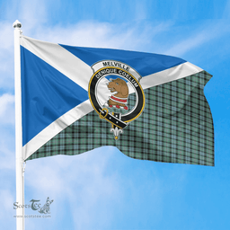 Scottish Melville Crest and Scotland Flag Scottish Tartan Flag