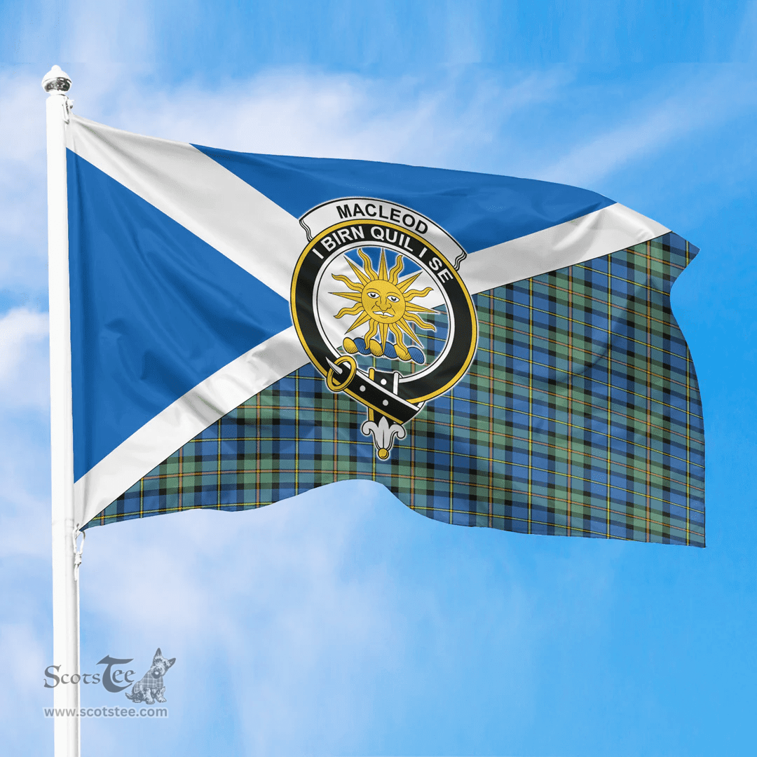 Scottish MacLeod of Harris Ancient Crest and Scotland Flag Scottish Tartan Flag