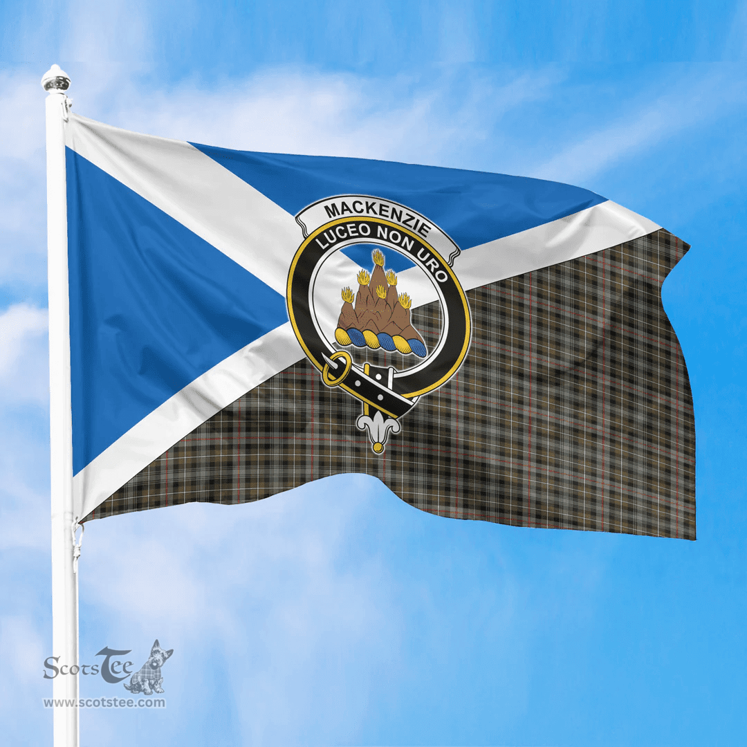 Scottish MacKenzie Weathered Crest and Scotland Flag Scottish Tartan Flag