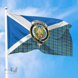Scottish Falconer Crest and Scotland Flag Scottish Tartan Flag