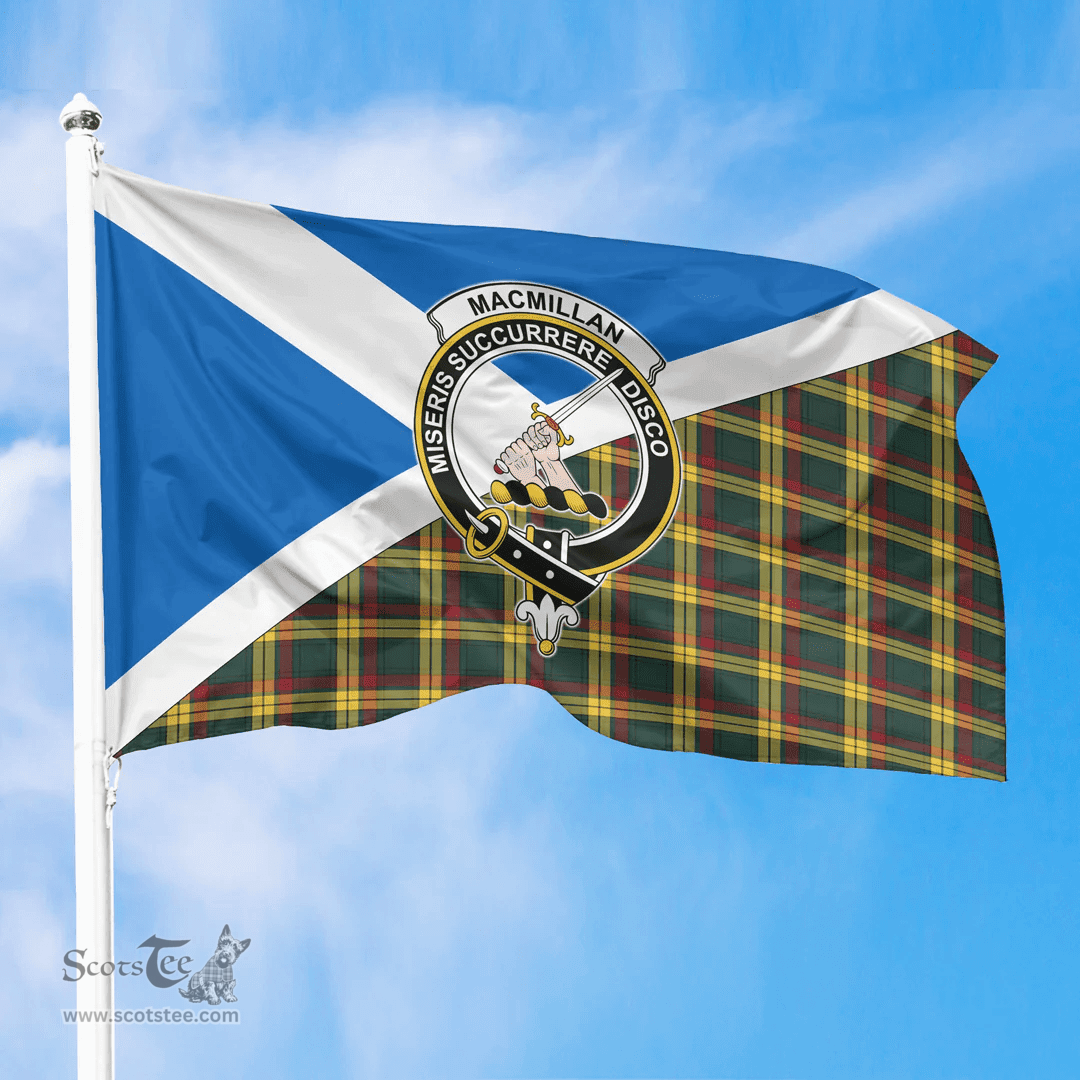 Scottish MacMillan Old Modern Crest and Scotland Flag Scottish Tartan Flag
