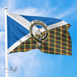 Scottish MacMillan Old Modern Crest and Scotland Flag Scottish Tartan Flag