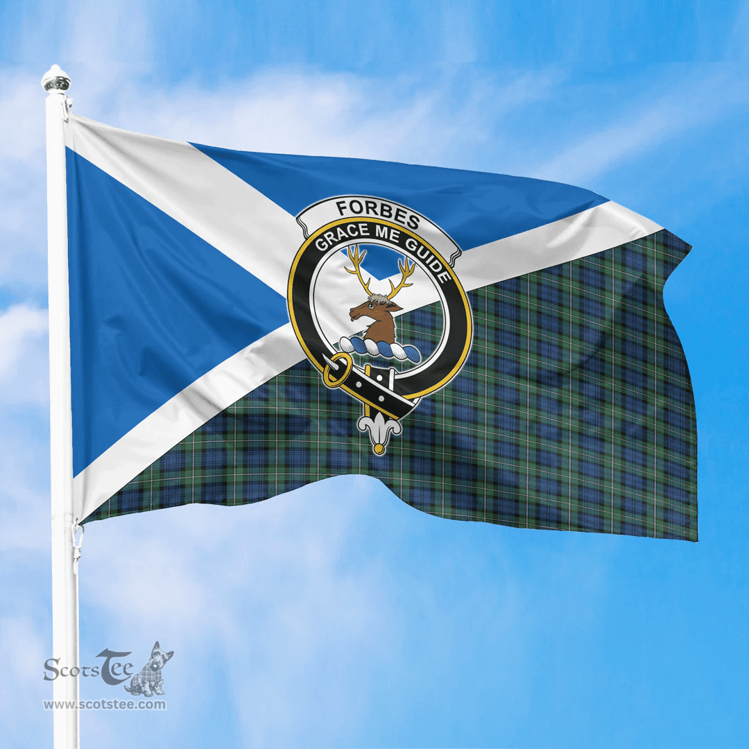 Scottish Forbes Ancient Crest and Scotland Flag Scottish Tartan Flag