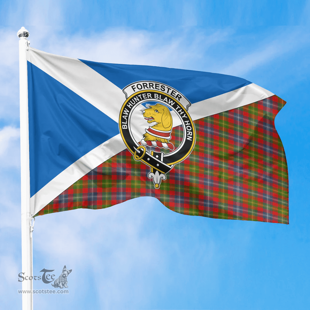 Scottish Forrester Crest and Scotland Flag Scottish Tartan Flag