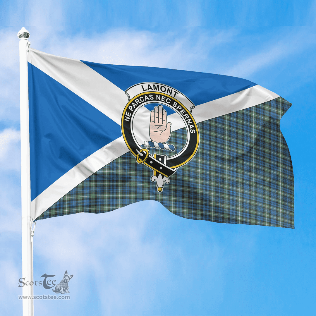 Scottish Lamont Ancient Crest and Scotland Flag Scottish Tartan Flag