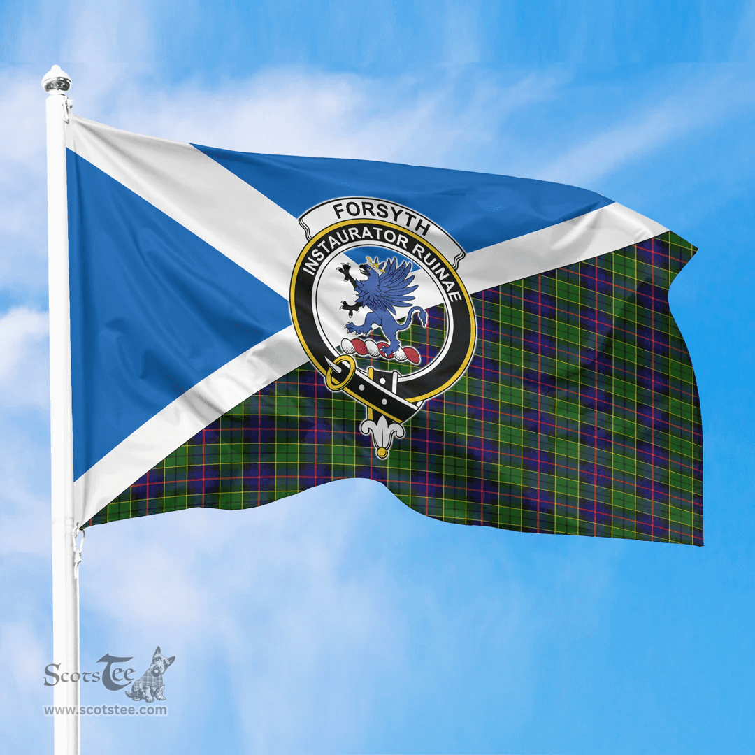 Scottish Forsyth Modern Crest and Scotland Flag Scottish Tartan Flag