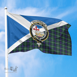 Scottish MacDonald of the Isles Hunting Modern Crest and Scotland Flag Scottish Tartan Flag