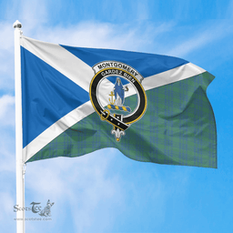 Scottish Montgomery Ancient Crest and Scotland Flag Scottish Tartan Flag