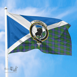 Scottish Turnbull Hunting Crest and Scotland Flag Scottish Tartan Flag