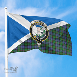 Scottish Paterson Crest and Scotland Flag Scottish Tartan Flag