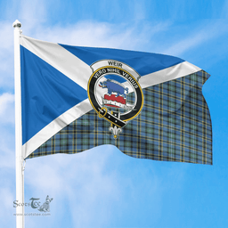 Scottish Weir Ancient Crest and Scotland Flag Scottish Tartan Flag