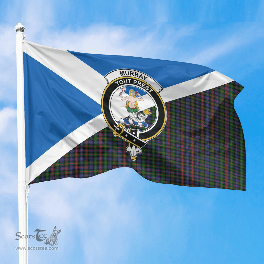 Scottish Murray of Atholl Modern Crest and Scotland Flag Scottish Tartan Flag