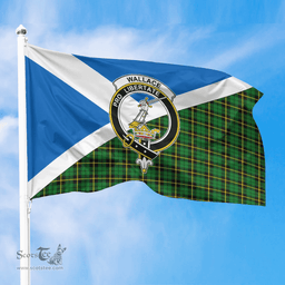 Scottish Wallace Hunting   Green Crest and Scotland Flag Scottish Tartan Flag