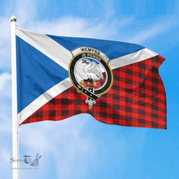 Scottish Wemyss Modern Crest and Scotland Flag Scottish Tartan Flag
