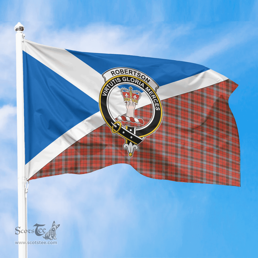 Scottish Robertson Weathered Crest and Scotland Flag Scottish Tartan Flag