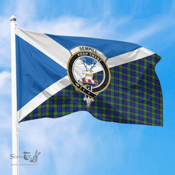Scottish Sempill Modern Crest and Scotland Flag Scottish Tartan Flag