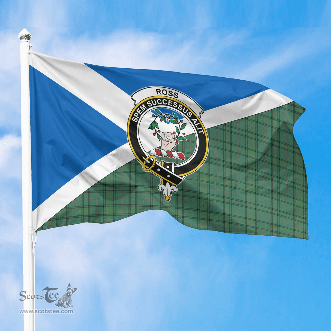 Scottish Ross Hunting Ancient Crest and Scotland Flag Scottish Tartan Flag