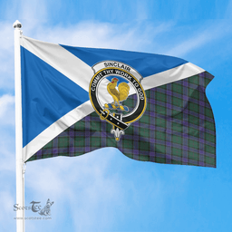 Scottish Sinclair Hunting Modern Crest and Scotland Flag Scottish Tartan Flag