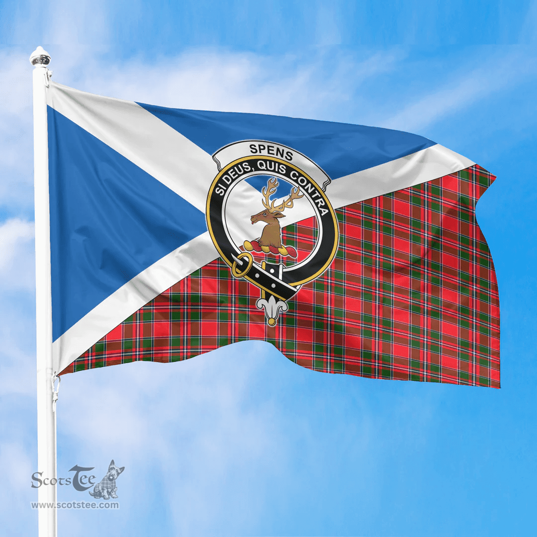 Scottish Spens Modern Crest and Scotland Flag Scottish Tartan Flag