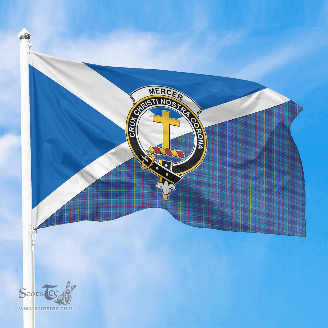 Scottish Mercer Modern Crest and Scotland Flag Scottish Tartan Flag