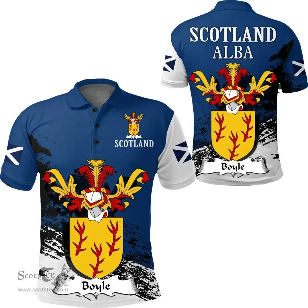 Scottish Boyle Clan Scottish Family Crest Scotland Alba Thistle Polo Shirt