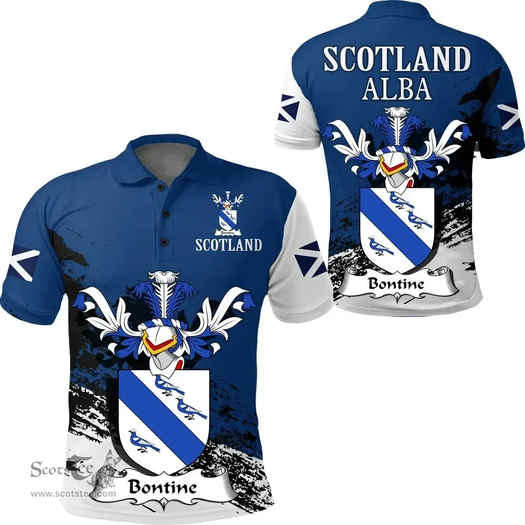 Scottish Bontine Clan Scottish Family Crest Scotland Alba Thistle Polo Shirt