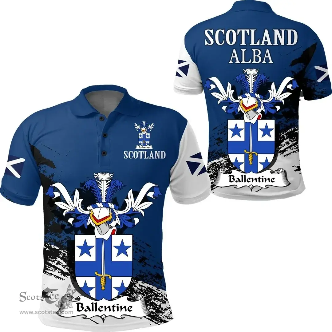 Scottish Ballentine Clan Scottish Family Crest Scotland Alba Thistle Polo Shirt