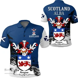 Scottish Angus Clan Scottish Family Crest Scotland Alba Thistle Polo Shirt