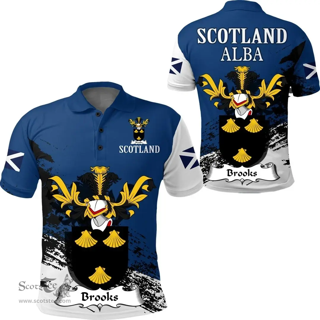 Scottish Brooks Clan Scottish Family Crest Scotland Alba Thistle Polo Shirt