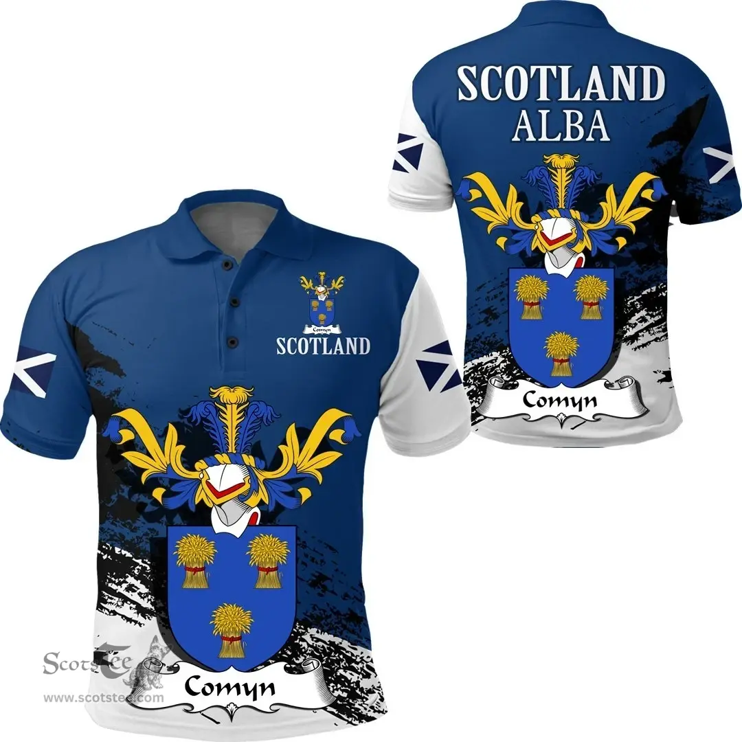 Scottish Comyn Clan Scottish Family Crest Scotland Alba Thistle Polo Shirt