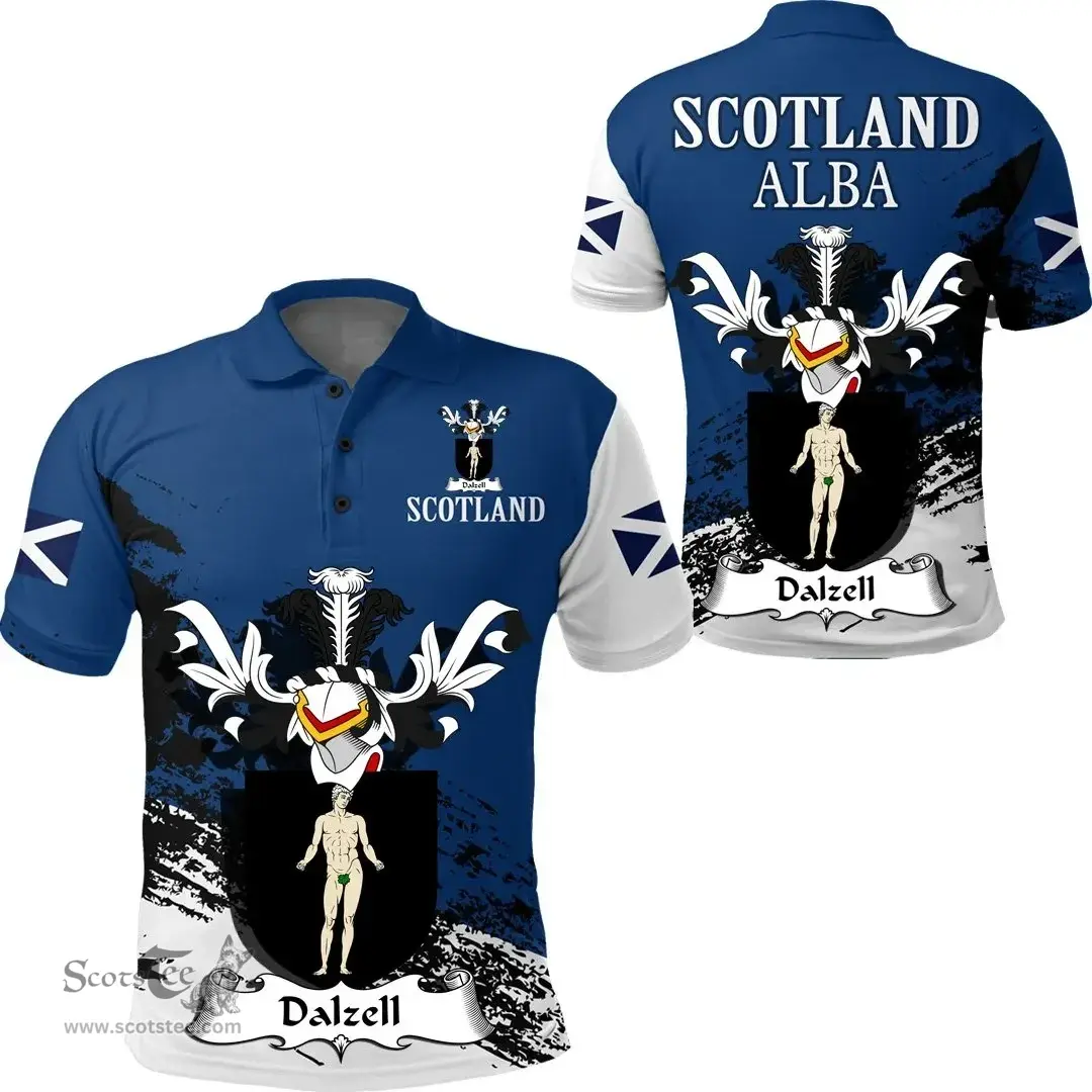 Scottish Dalzell Clan Scottish Family Crest Scotland Alba Thistle Polo Shirt
