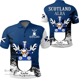 Scottish Cocke Clan Scottish Family Crest Scotland Alba Thistle Polo Shirt