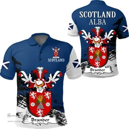 Scottish Brander Clan Scottish Family Crest Scotland Alba Thistle Polo Shirt
