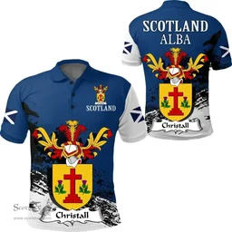 Scottish Christall Clan Scottish Family Crest Scotland Alba Thistle Polo Shirt